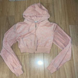 Fashion Nova Soft Pink Cropped Zipper Hoodie & Matching Joggers